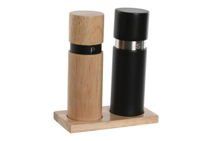 SET 2 SALEIRO E PIMENTEIRO | RUBBERWOOD E INOX